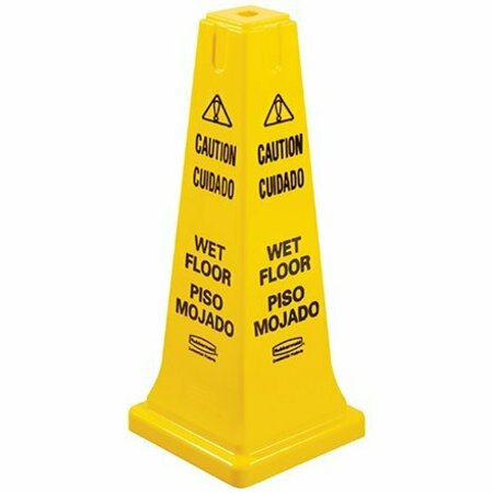 BSC PREFERRED Wet Floor Safety Cone - 4-Sided Multilingual Cone H-2838